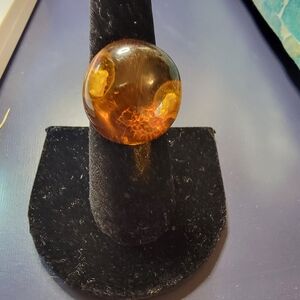 Amber Half Sphere Ring